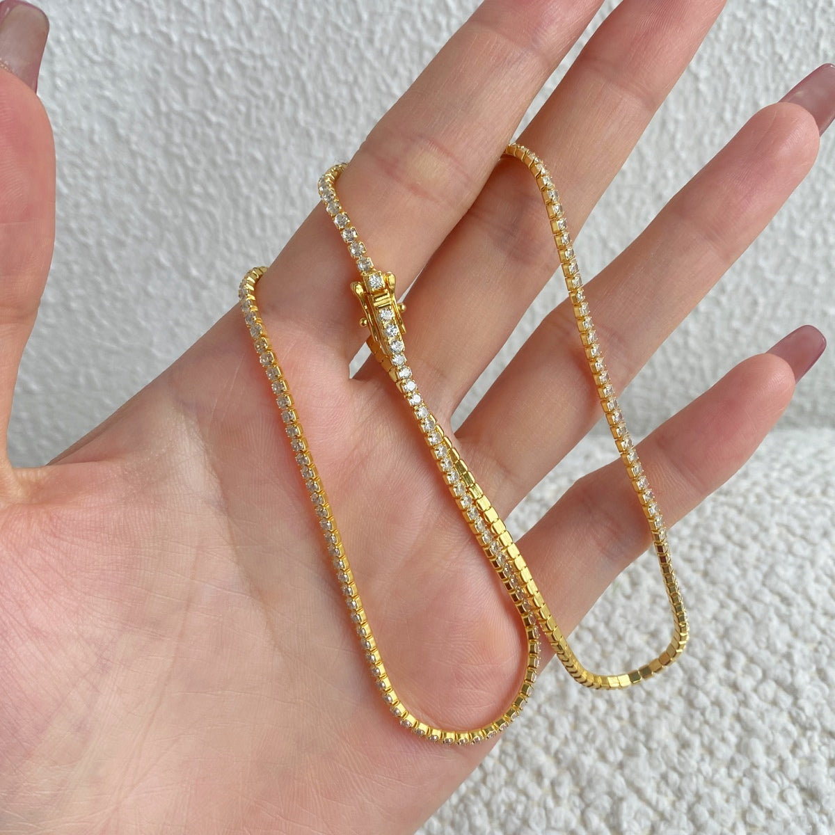 [Windsor Jewelry]Delicate Round Shape Tennis Necklace