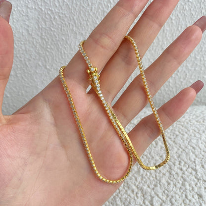 [Windsor Jewelry]Delicate Round Shape Tennis Necklace