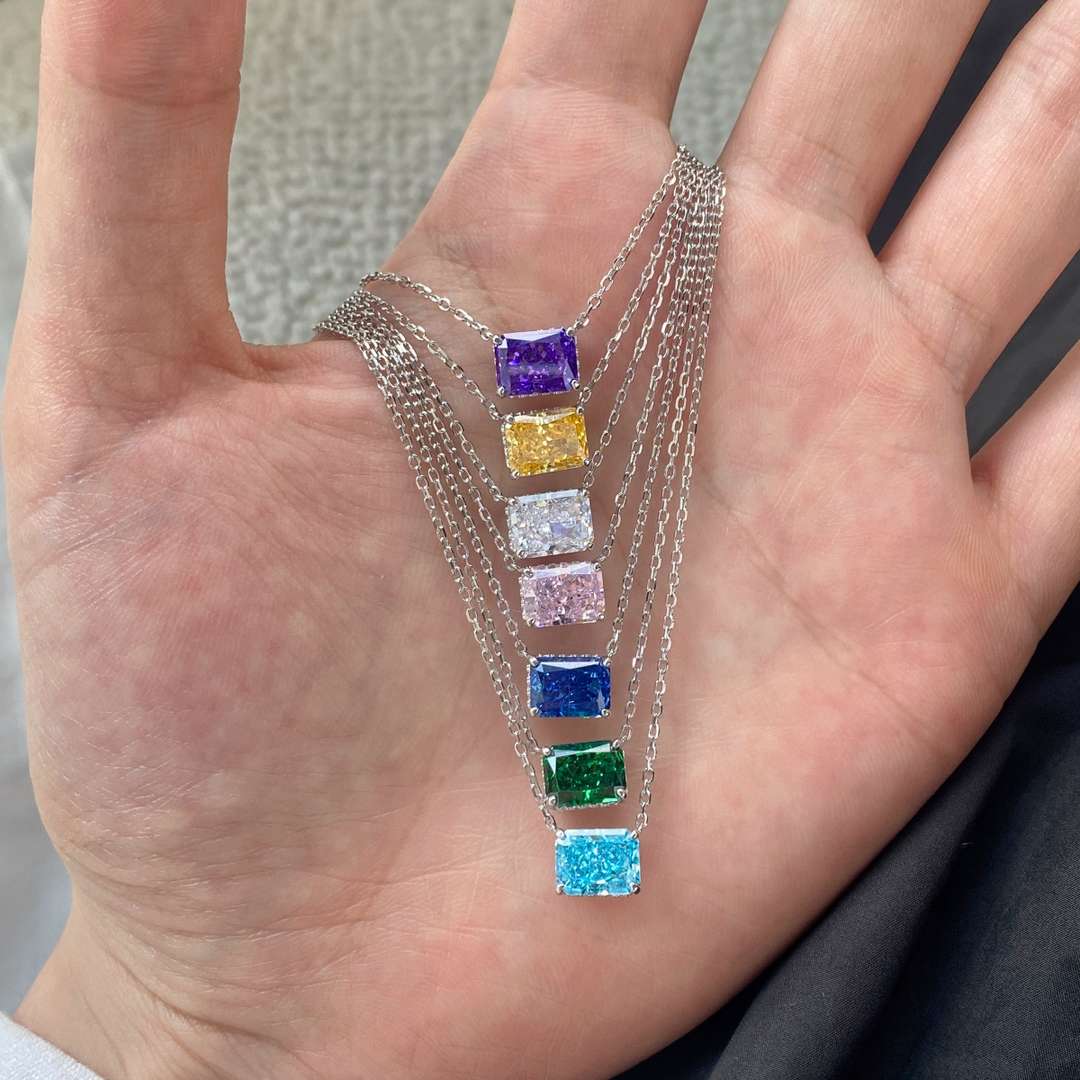 [Windsor Jewelry]Luxurious Square Shape Colorful Necalack