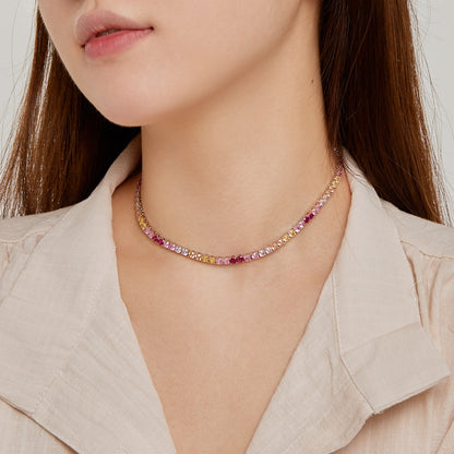 [Windsor Jewelry]Delicate Colorful Tennis Necklace