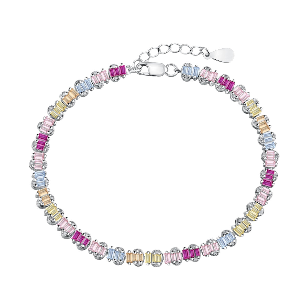 [Windsor Jewelry]Delicate Colorful Emerald Cut Party Bracelet