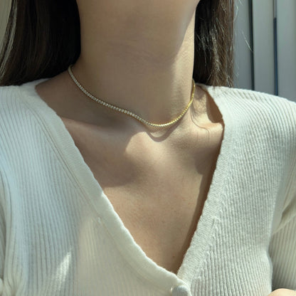 [Windsor Jewelry]Delicate Round Shape Tennis Necklace