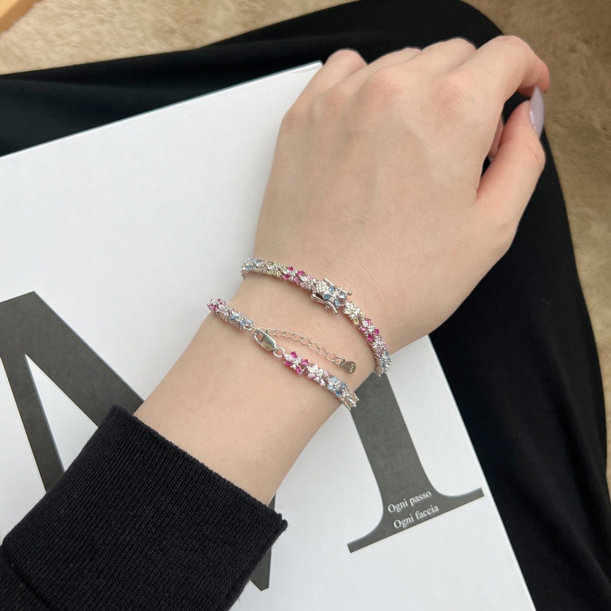 [Windsor Jewelry]Radiant Colorful Emerald Cut Party Bracelet
