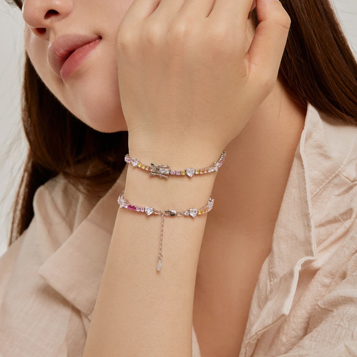 [Windsor Jewelry]Romantic Heart Shape Round Cut Lover Bracelet