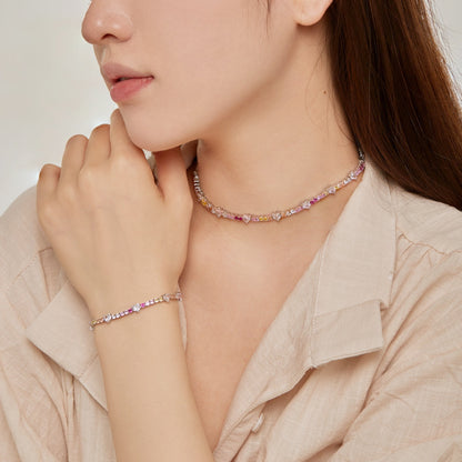 [Windsor Jewelry]Romantic Heart Shape Round Cut Lover Bracelet