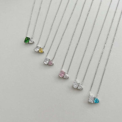[Windsor Jewelry]Dazzling Square & Heart Shape Necklace