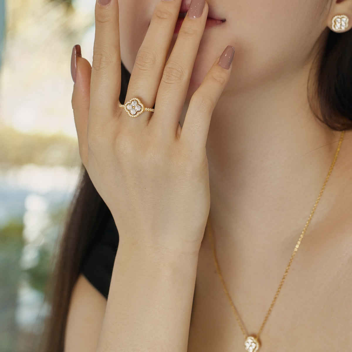 [Windsor Jewelry]Four Leaf Clover Flower Design Ring