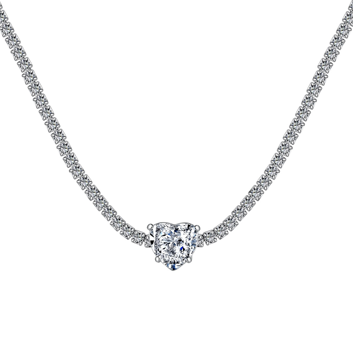 [Windsor Jewelry]2.0 Carat Sparkling Tennis Heart Cut Necklace
