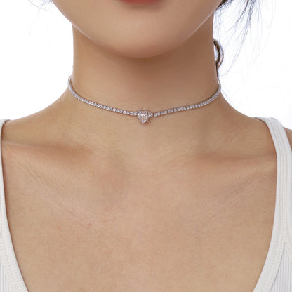 [Windsor Jewelry]2.0 Carat Sparkling Tennis Heart Cut Necklace