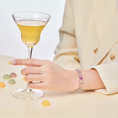 [Windsor Jewelry]Delicate Colorful Multi Cut Party Bracelet