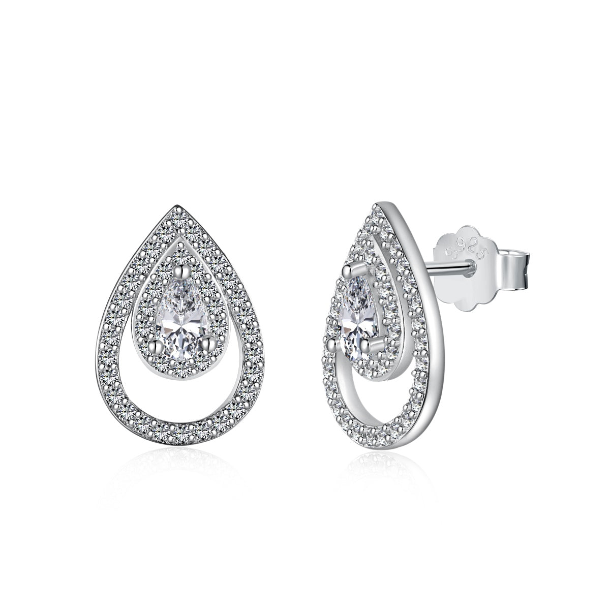 [Windsor Jewelry]Sparkling Delicate Water Drop Shape Daily Earrings