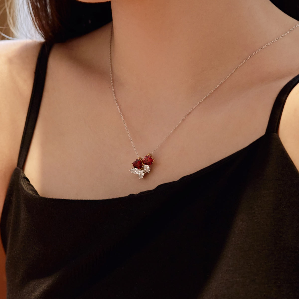 [Windsor Jewelry]Dainty Red Heart Necklace