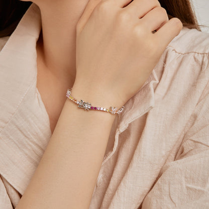 [Windsor Jewelry]Ornate Colorful Butterfly Shape Round Cut Daily Bracelet