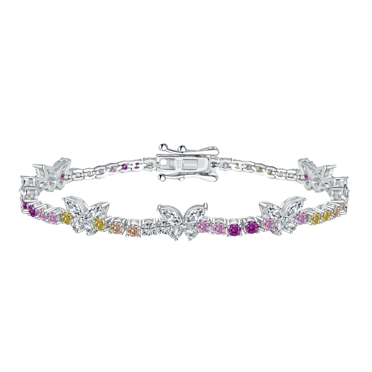 [Windsor Jewelry]Ornate Colorful Butterfly Shape Round Cut Daily Bracelet