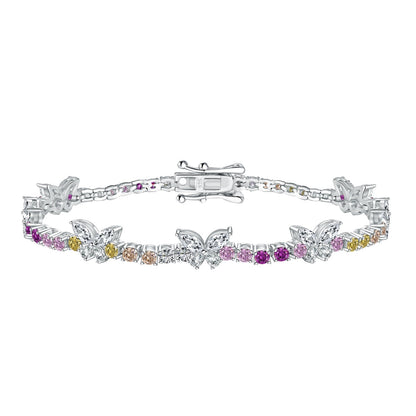 [Windsor Jewelry]Ornate Colorful Butterfly Shape Round Cut Daily Bracelet