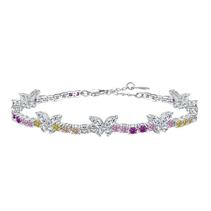 [Windsor Jewelry]Ornate Colorful Butterfly Shape Round Cut Daily Bracelet