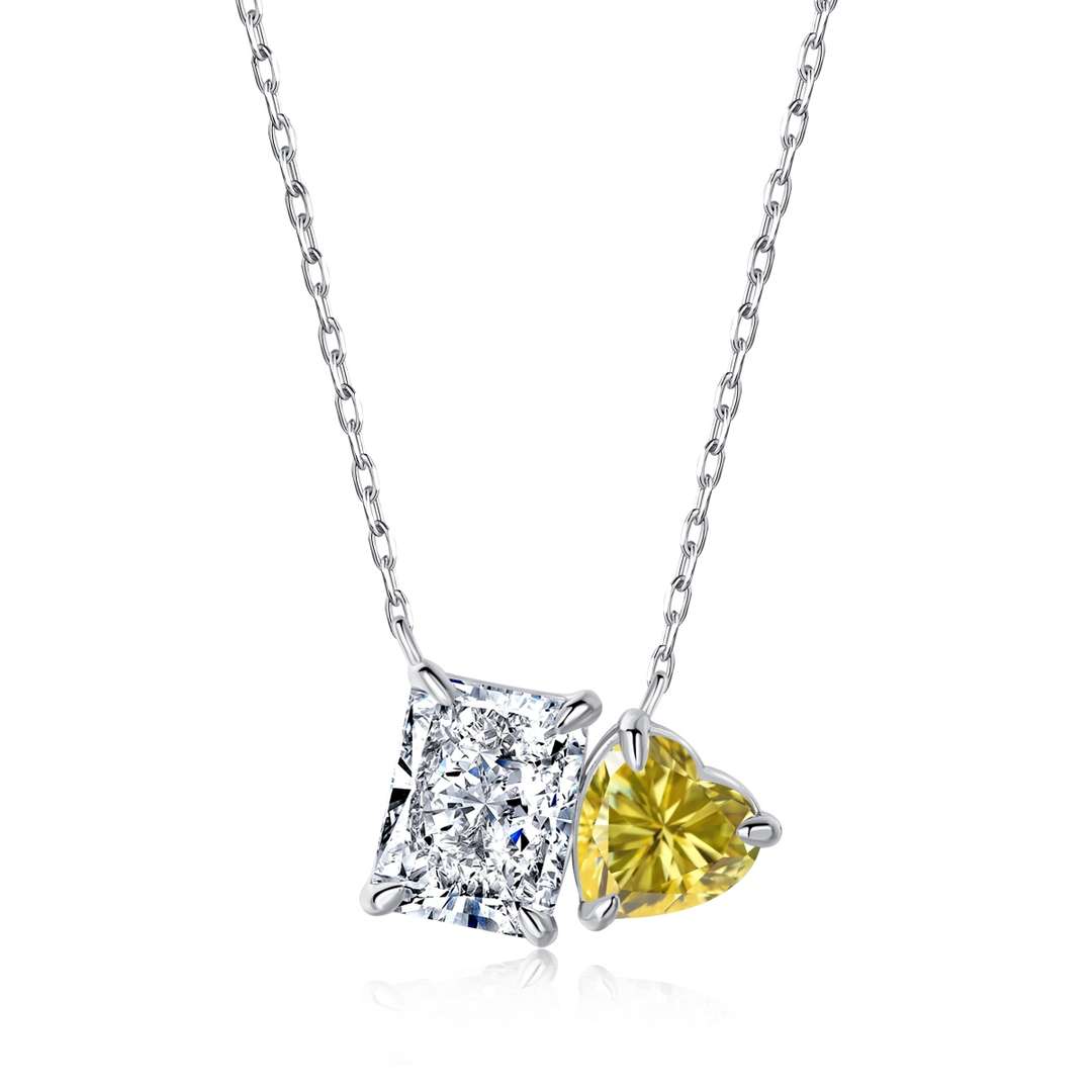 [Windsor Jewelry]Dazzling Square & Heart Shape Necklace
