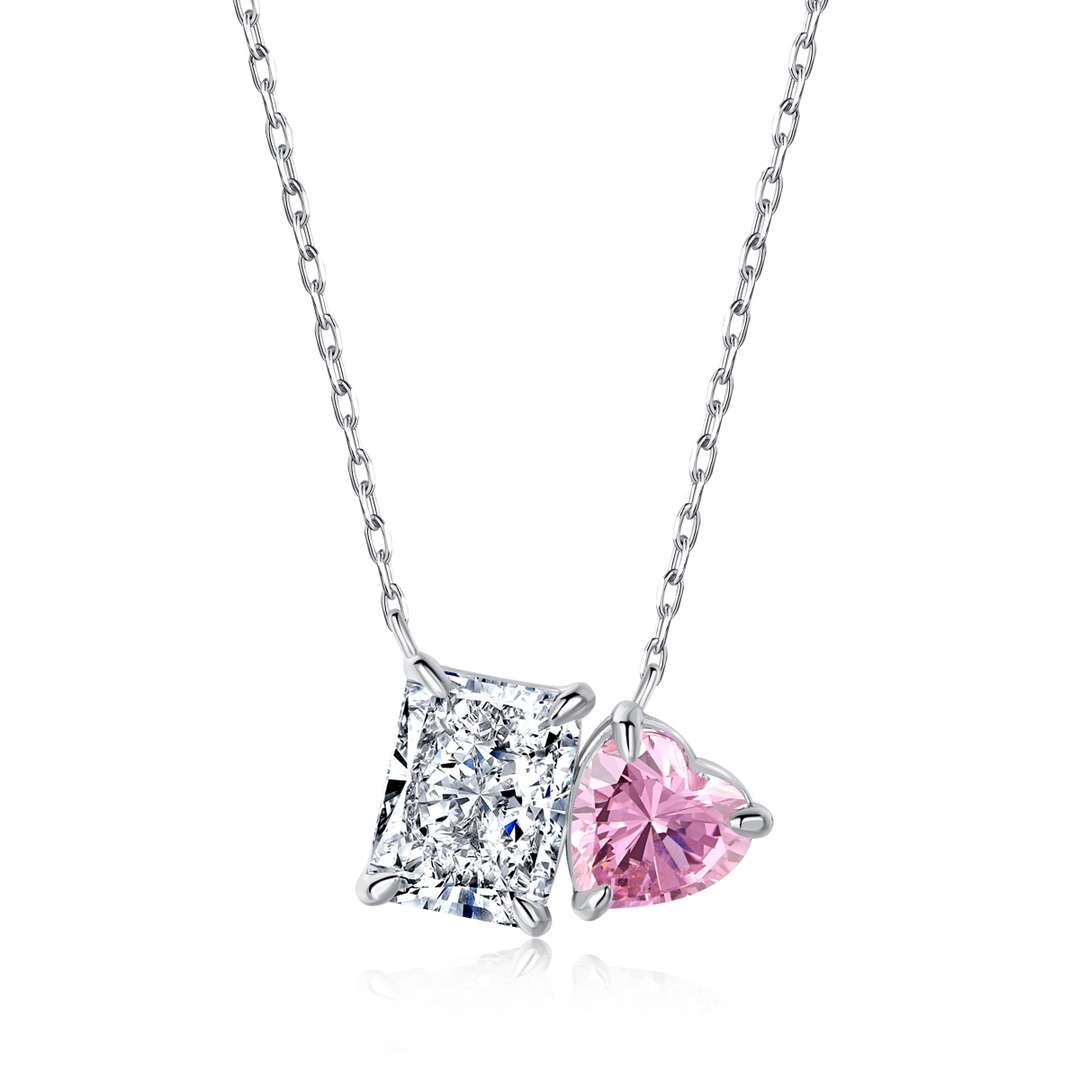 [Windsor Jewelry]Dazzling Square & Heart Shape Necklace