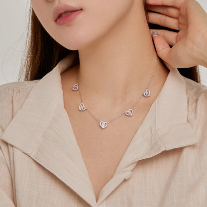 [Windsor Jewelry]Sparkling Five Heart Necklace