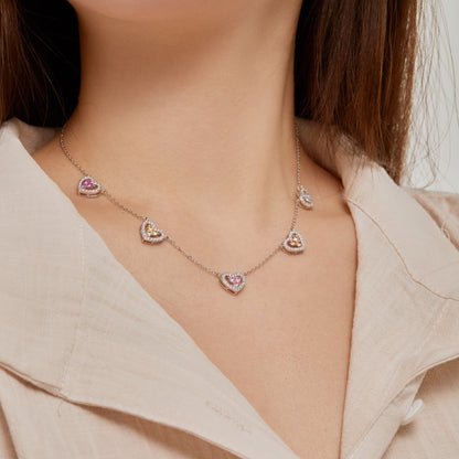 [Windsor Jewelry]Sparkling Five Heart Necklace