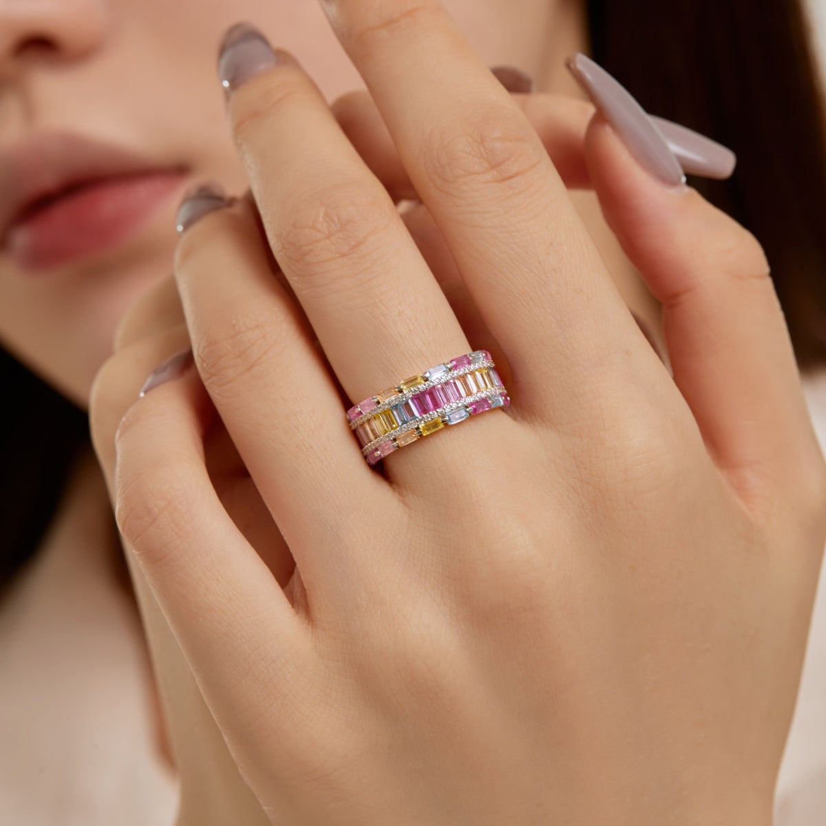 [Windsor Jewelry]Dazzling Colorful Radiant Cut Party Ring
