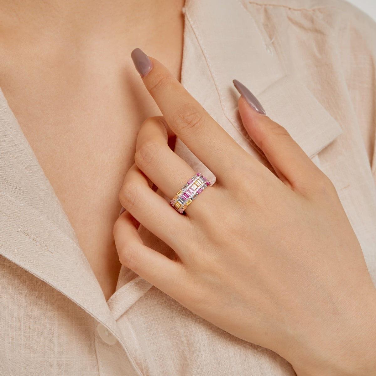[Windsor Jewelry]Dazzling Colorful Radiant Cut Party Ring