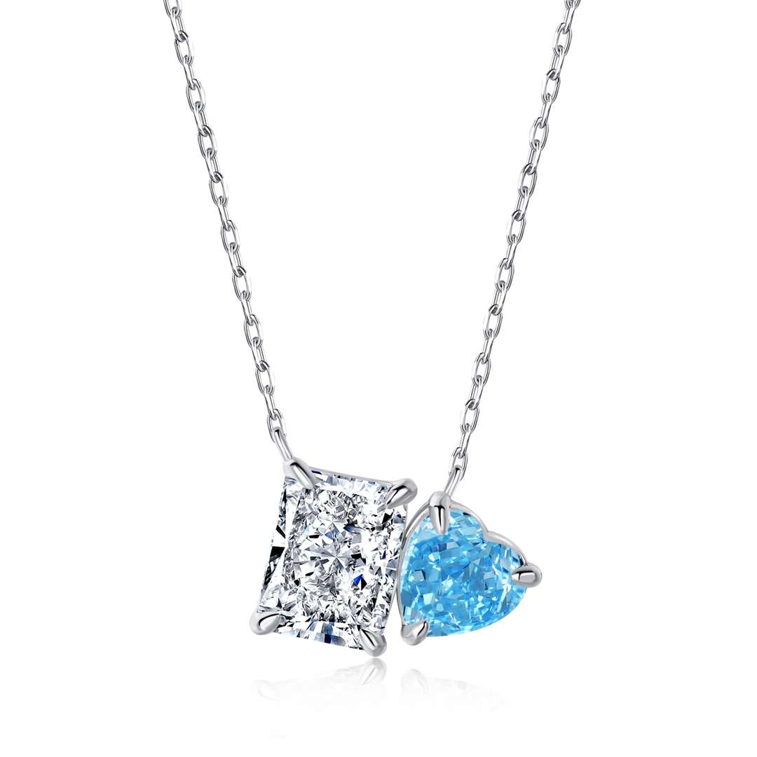 [Windsor Jewelry]Dazzling Square & Heart Shape Necklace