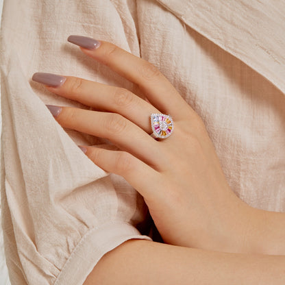 [Windsor Jewelry]Elegant Colorful Water Drop Shape Banquet Ring