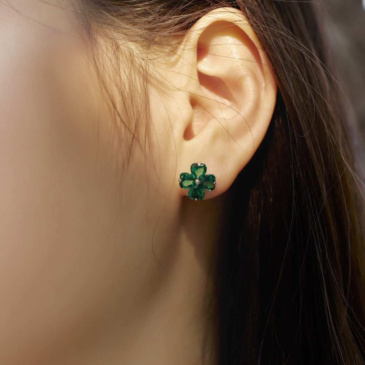 [Windsor Jewelry]Four-Leaf Clover Ball Earrings