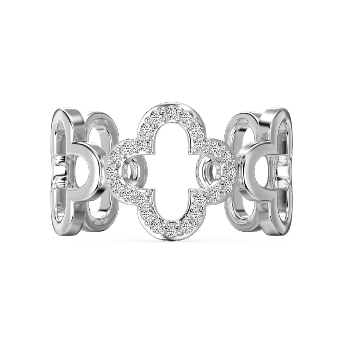 [Windsor Jewelry]Hollow Design Four-Leaf Clover Flower Shape Ring