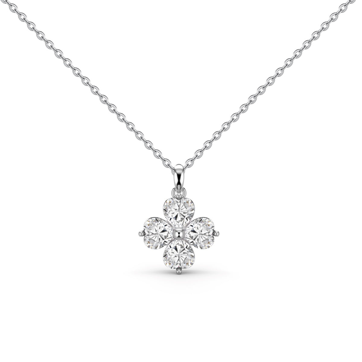 [Windsor Jewelry]Heart-Shaped Four-Leaf Clover Bead Necklace