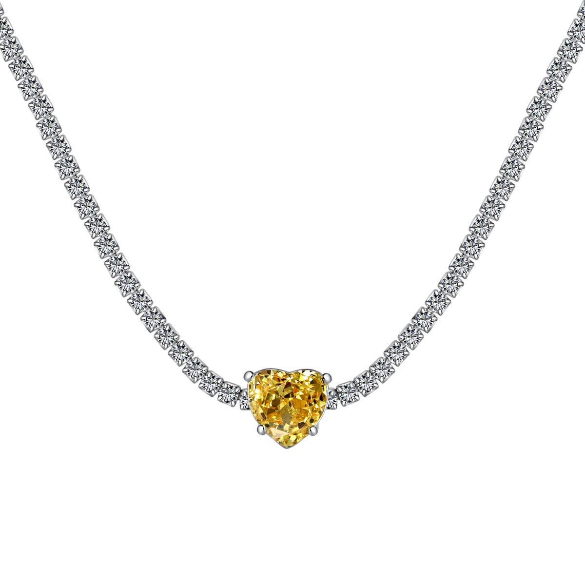 [Windsor Jewelry]2.0 Carat Sparkling Tennis Heart Cut Necklace