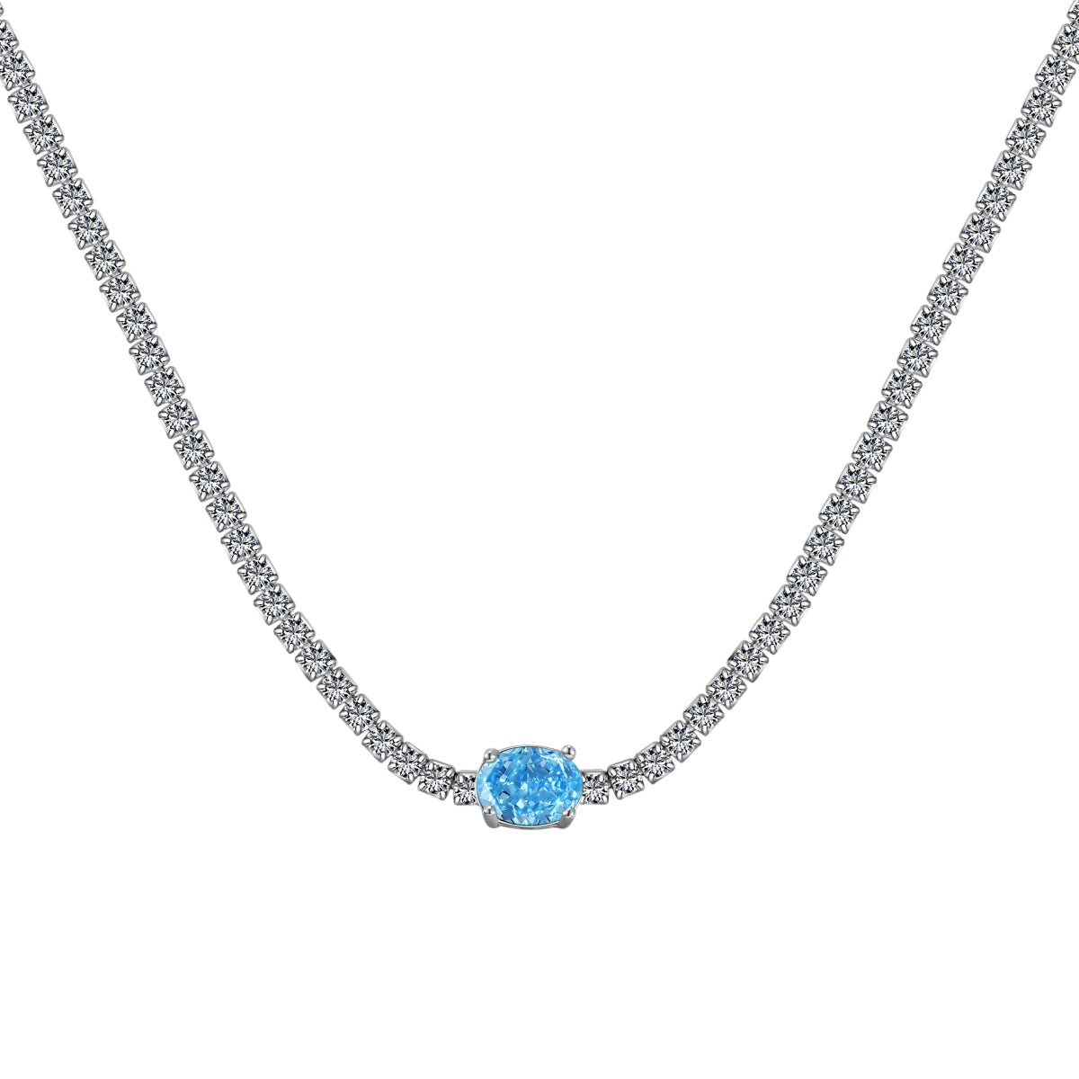 [Windsor Jewelry]1.0 Carat Shining Oval Cut Necklace