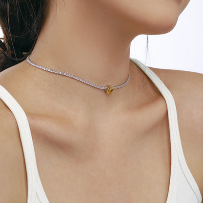 [Windsor Jewelry]2.0 Carat Sparkling Tennis Heart Cut Necklace