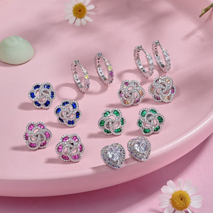 [Windsor Jewelry]Radiant Colorful Round Cut Earrings