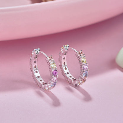 [Windsor Jewelry]Radiant Colorful Round Cut Earrings
