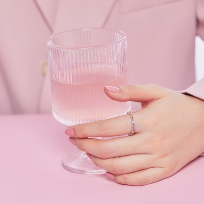 [Windsor Jewelry]Sparkling Colorful Round Cut Tennis Ring