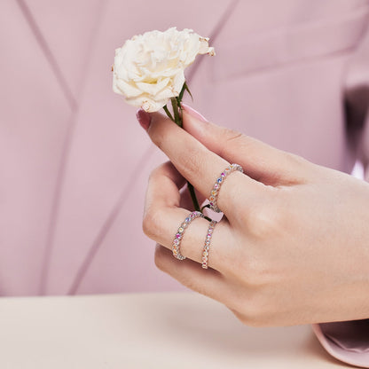 [Windsor Jewelry]Sparkling Colorful Round Cut Tennis Ring