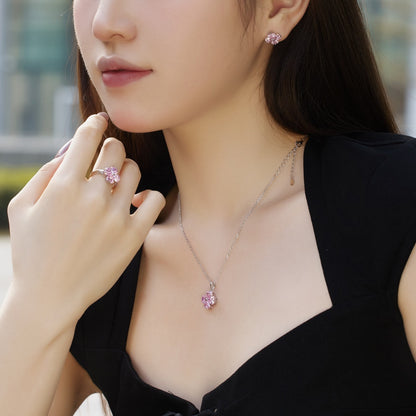 [Windsor Jewelry]Heart-Shaped Four-Leaf Clover Bead Necklace