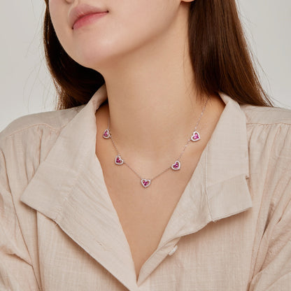 [Windsor Jewelry]Sparkling Five Heart Necklace