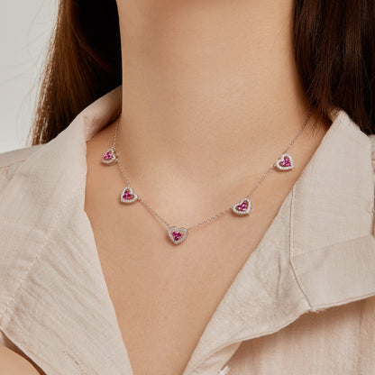 [Windsor Jewelry]Sparkling Five Heart Necklace