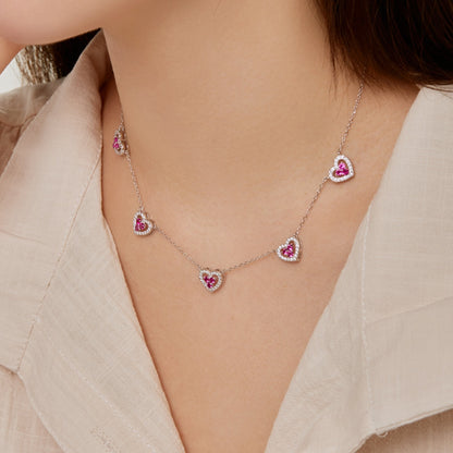 [Windsor Jewelry]Sparkling Five Heart Necklace