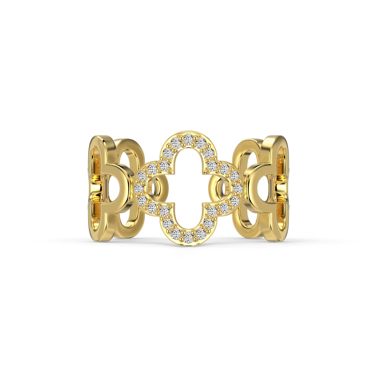 [Windsor Jewelry]Hollow Design Four-Leaf Clover Flower Shape Ring