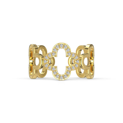 [Windsor Jewelry]Hollow Design Four-Leaf Clover Flower Shape Ring