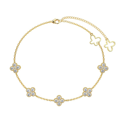 [Windsor Jewelry]Four-Leaf Clover Hollow Butterfly Bracelet