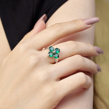 [Windsor Jewelry]Four-Leaf Clover Eight-Pointed Star Ring