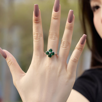 [Windsor Jewelry]Four-Leaf Clover Eight-Pointed Star Ring