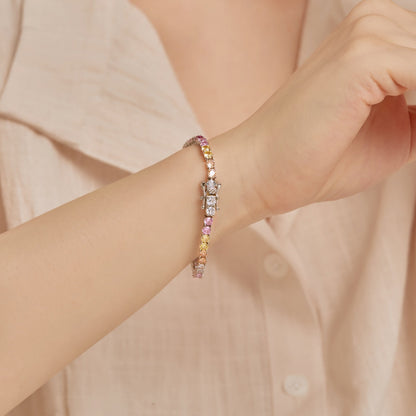 [Windsor Jewelry]Radiant Colorful Round Cut Tennis Bracelet
