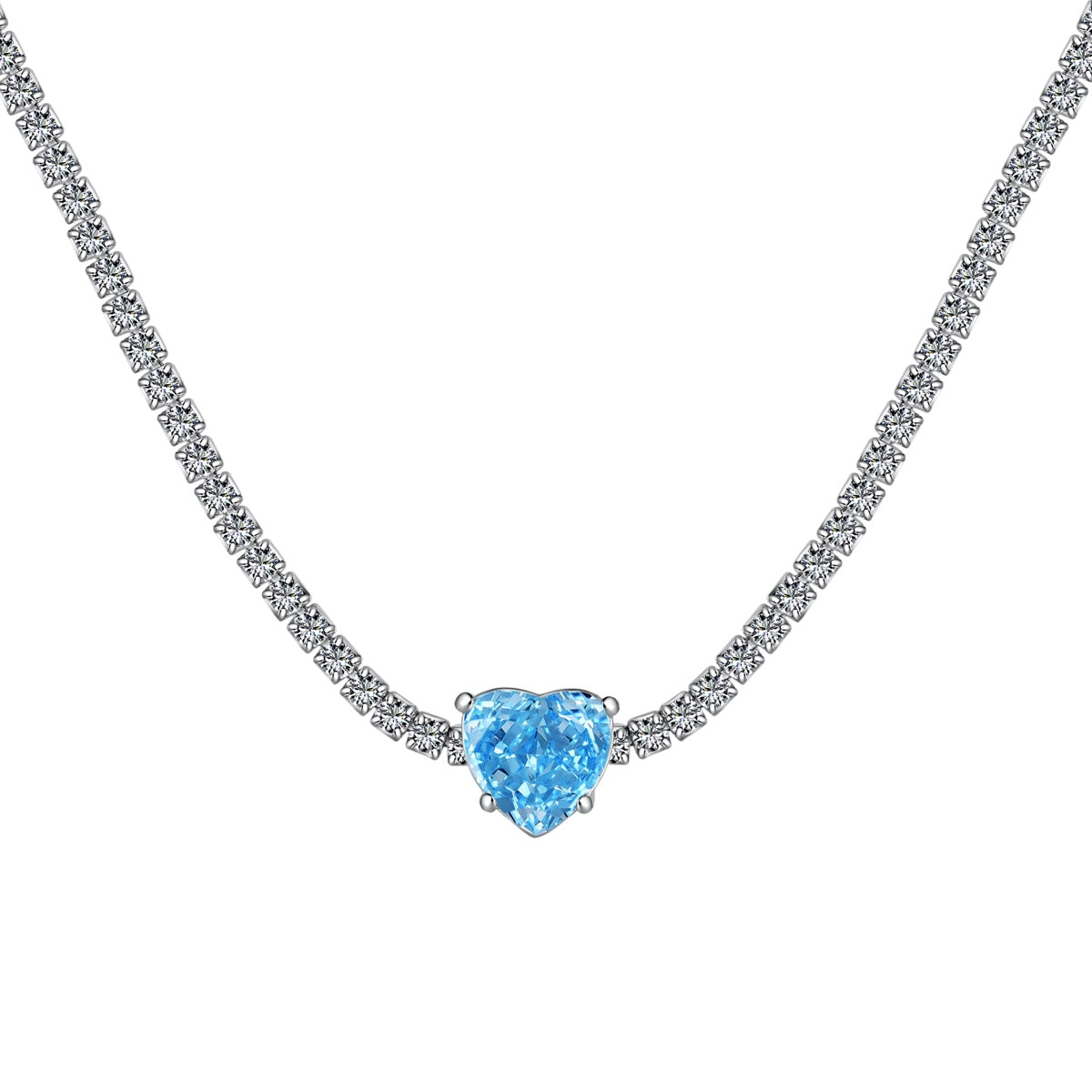 [Windsor Jewelry]2.0 Carat Sparkling Tennis Heart Cut Necklace