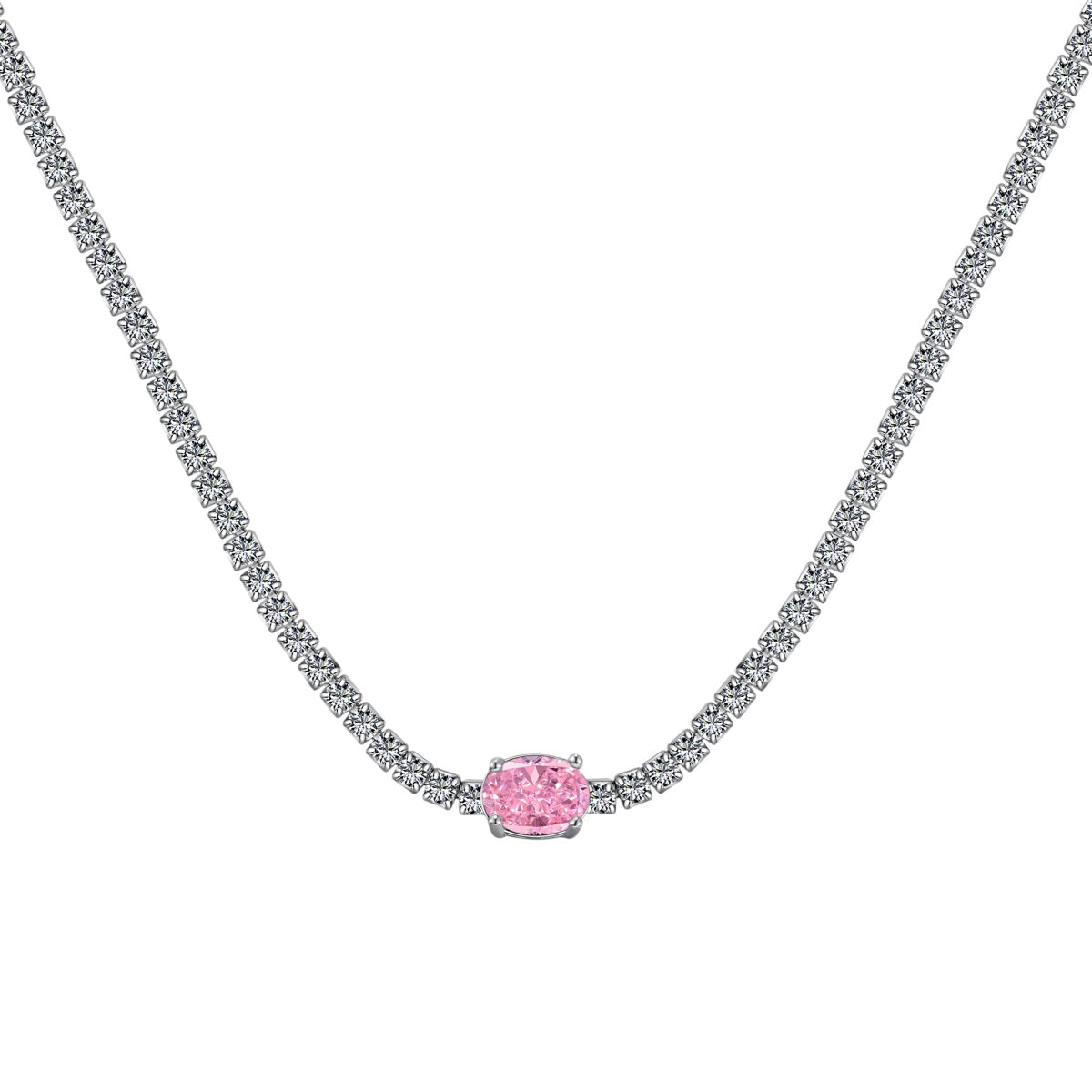 [Windsor Jewelry]1.0 Carat Shining Oval Cut Necklace